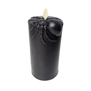 Luminara Black Spider Pillar Candle 3” x 6.5” New Damage Halloween Flameless